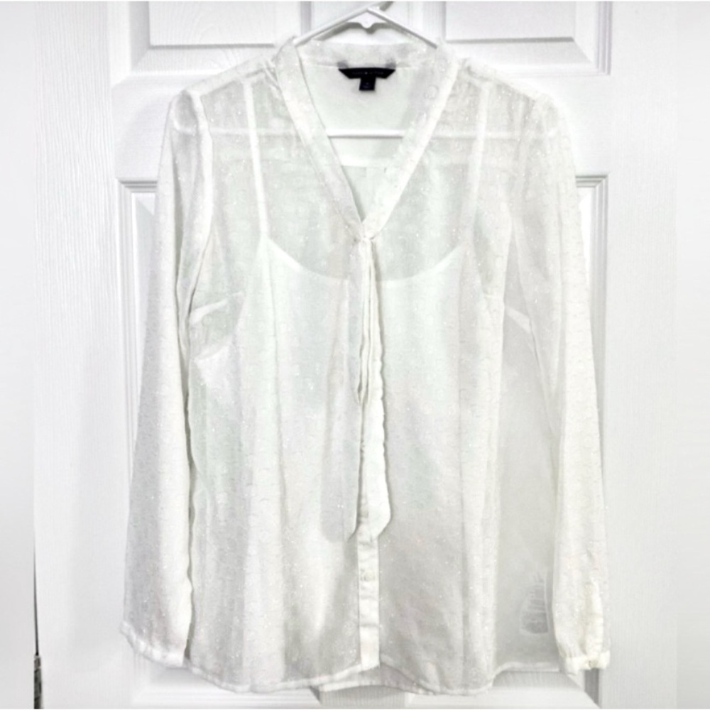 Tommy Hilfiger Semi-Sheer White Blouse w/ Sparkly Details